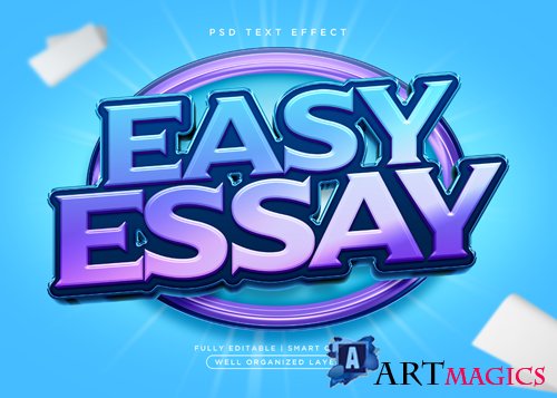 3d style essay text effect psd