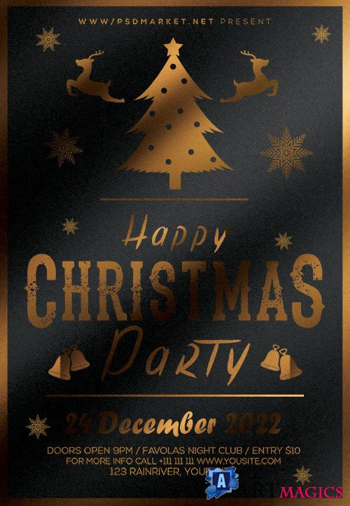 Happy christmas party psd flyer