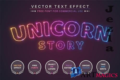 Light Unicorn - Editable Text Effect - 6817234