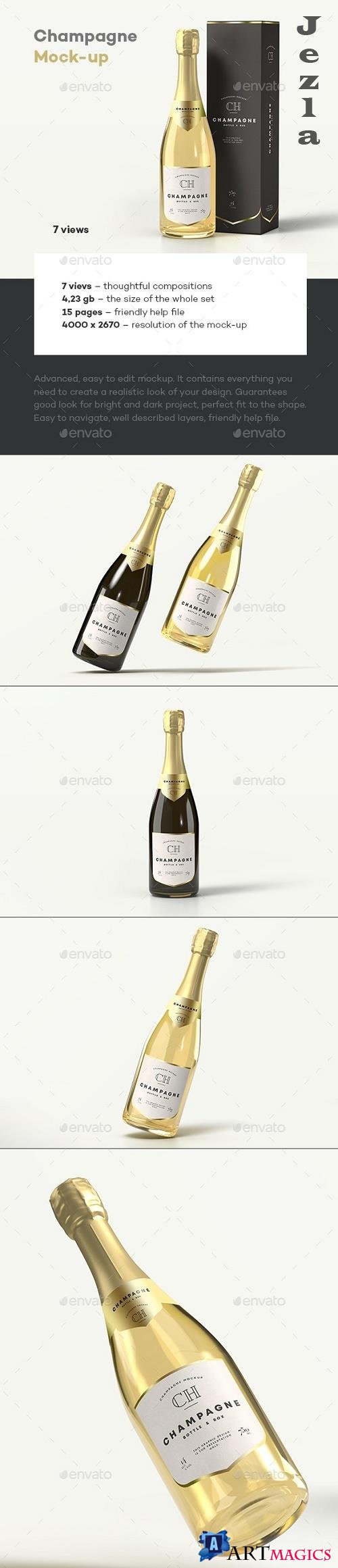 Champagne Bottle Mock-up - 33684444