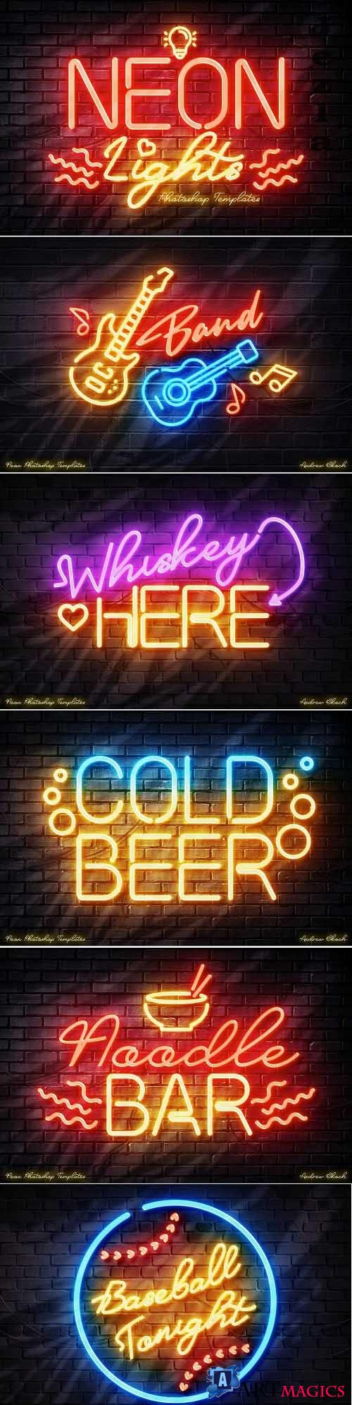 Neon Lights Photoshop Templates