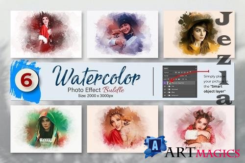 Watercolor Photo Effect Template - 6850227