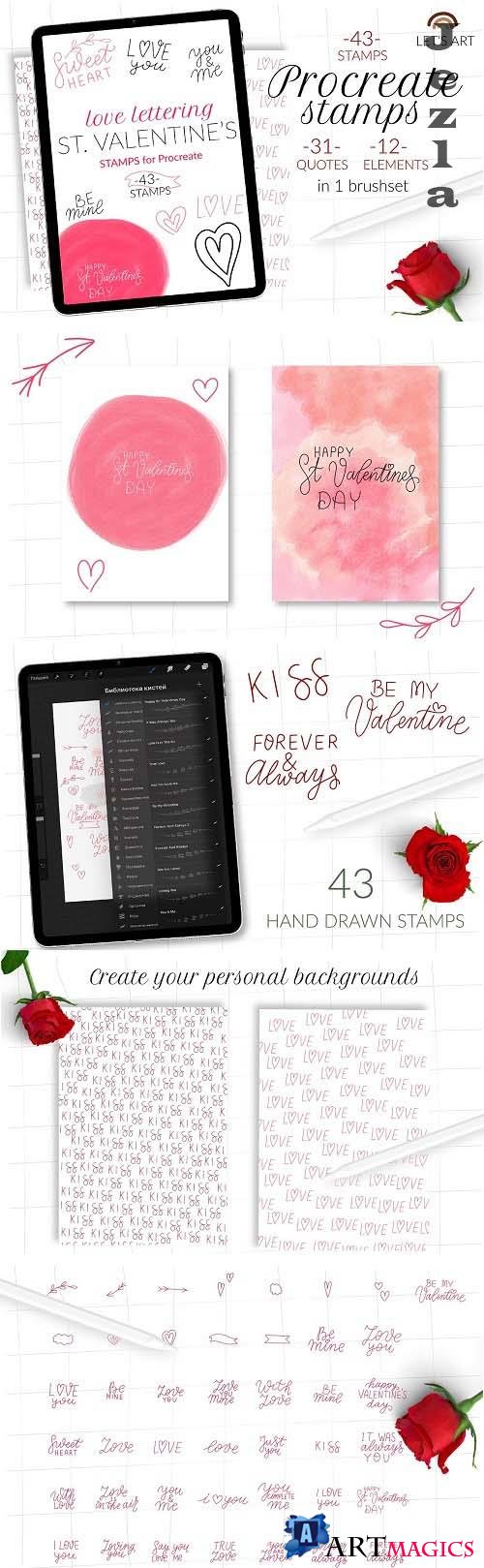 Valentines Day lettering stamps - 5587364