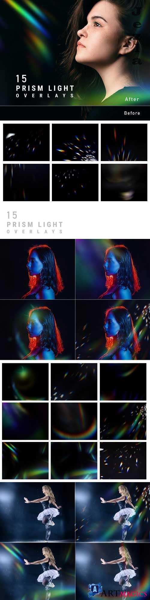 15 Prism Light Overlays, Glow light overlays, colorful Light background