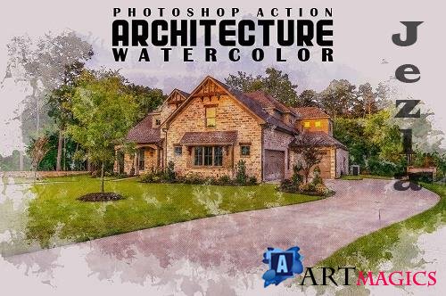 Architecture Watercolor PS Action - 6793562