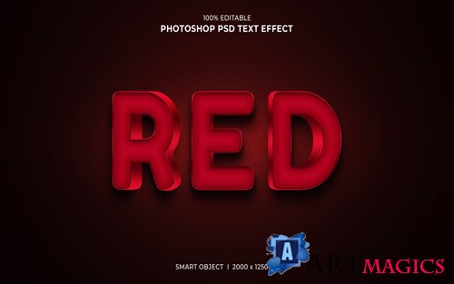 Red 3d editable text effect psd