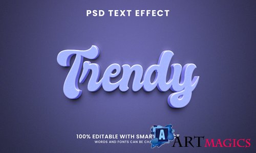 3d trendy text effect psd