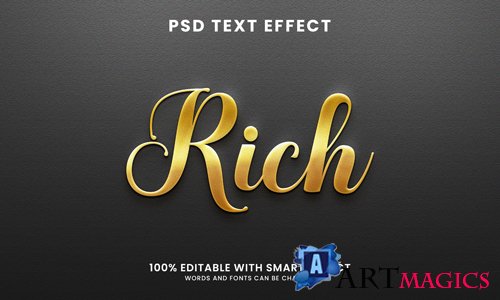 Golden shiny rich 3d text effect psd