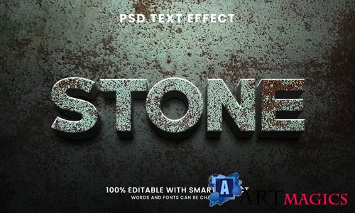 Realistic 3d stone text effect psd
