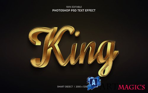 King 3d editable text effect psd