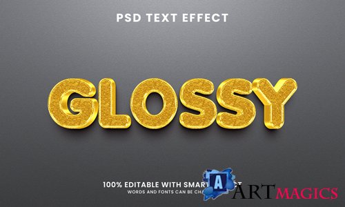 Glossy 3d text effect template