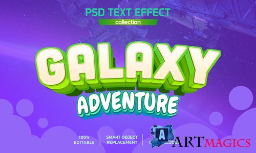Galaxy adventure game cartoon text effect