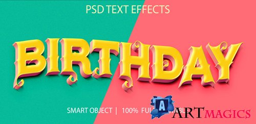 Birthday psd text effect psd