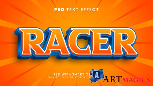 Racer speed editable text effect with fast and sport text style psd