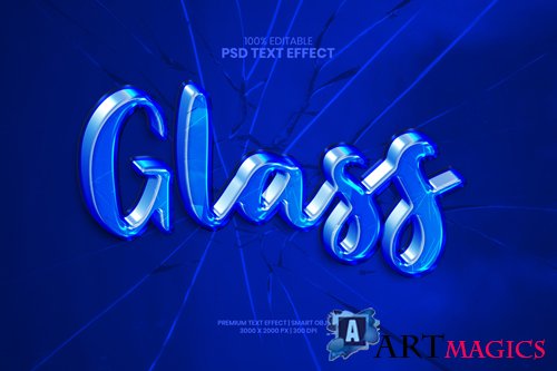 Glass editable 3d psd premium text effect