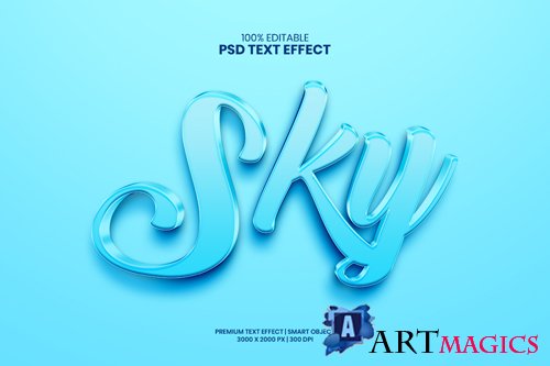 Sky editable premium psd text effect maker