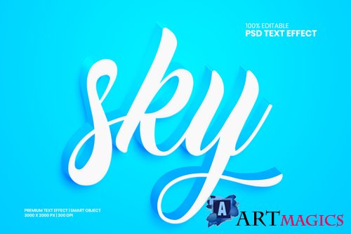 Sky 3d psd premium text effect