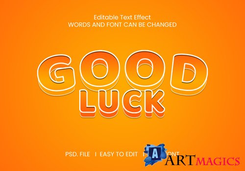 Good luck text effect color gradient orange psd