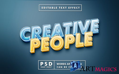 Creative people 3d text effect editable text effect premium psd with smart object