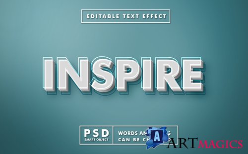Inspire 3d text effect template premium psd