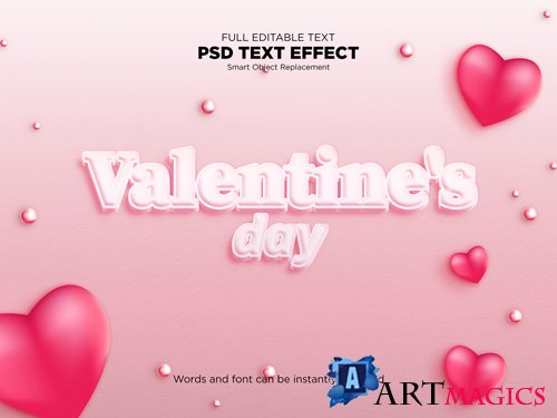 Valentines day text effect psd