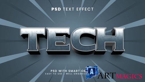 Tech 3d editable text effect with cyber and future font style psd