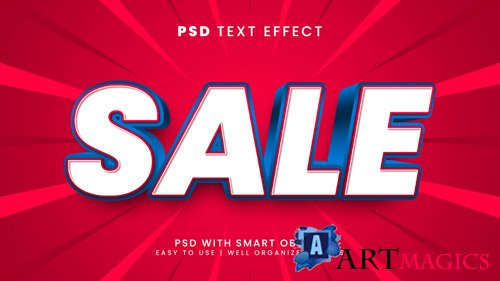 Sale 3d editable text effect with discount and offer font style psd