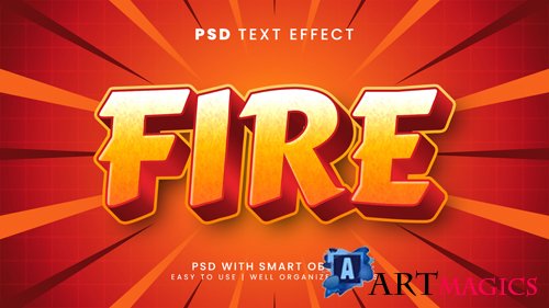 Fire 3d editable text effect with flame and hot font style psd