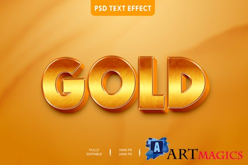 Gold 3d text effect style psd