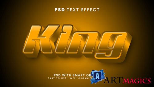 King golden editable text effect with luxury and elegant text style psd