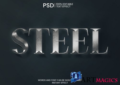 Steel Text Effect PSD