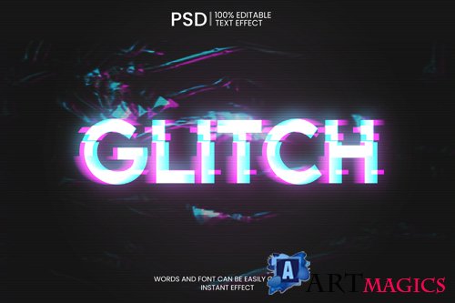 Glitch Text Effect PSD