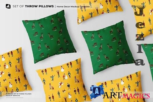 Set Of Throw Pillows Mockup - 6806636