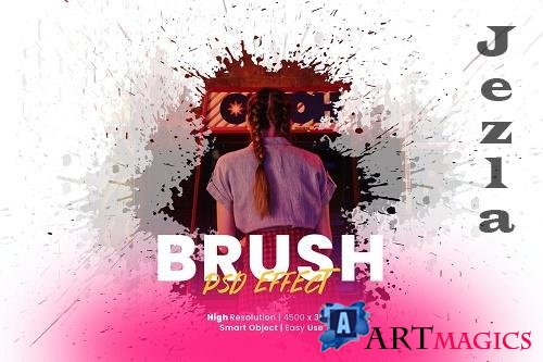 Brush splatter photo effect psd