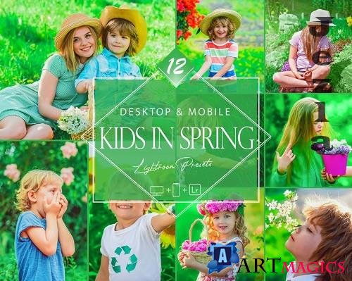 12 Kids In Spring Lightroom Presets, Childern Mobile Preset, Green Baby Desktop Filter