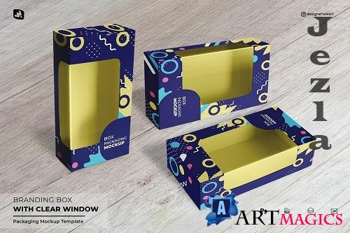 Branding Box With Clear Window Mockup - 6843462