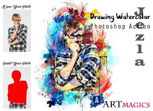 Drawing Watercolor Photoshop Action - 6953102
