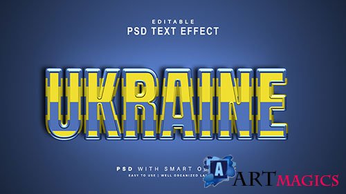 Ukraine text effect editable text smart object