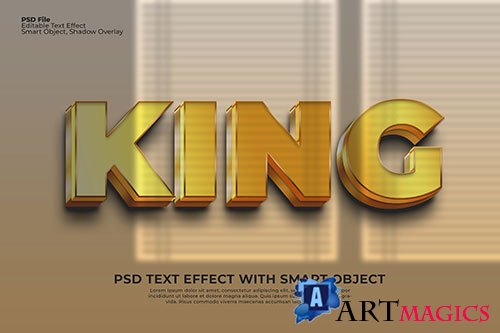 Editable king text 3d effect photoshop