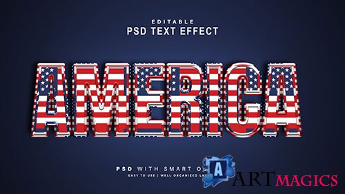 America text effect editable text smart object