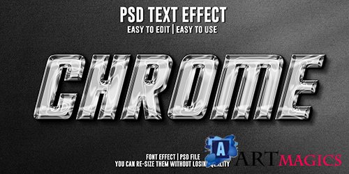 Chrome text effect editable font psd