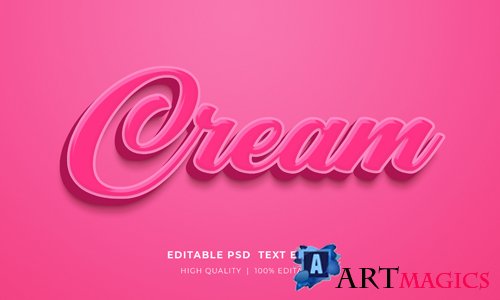 Cream editable text style effect mockup template psd