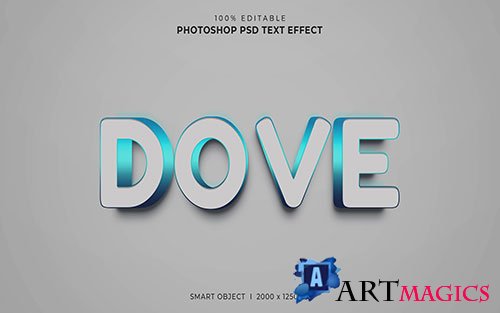 Dove 3d editable psd text effect