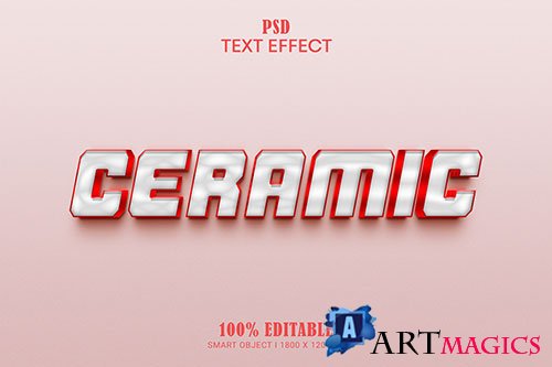 Ceramic editable text effect premium psd