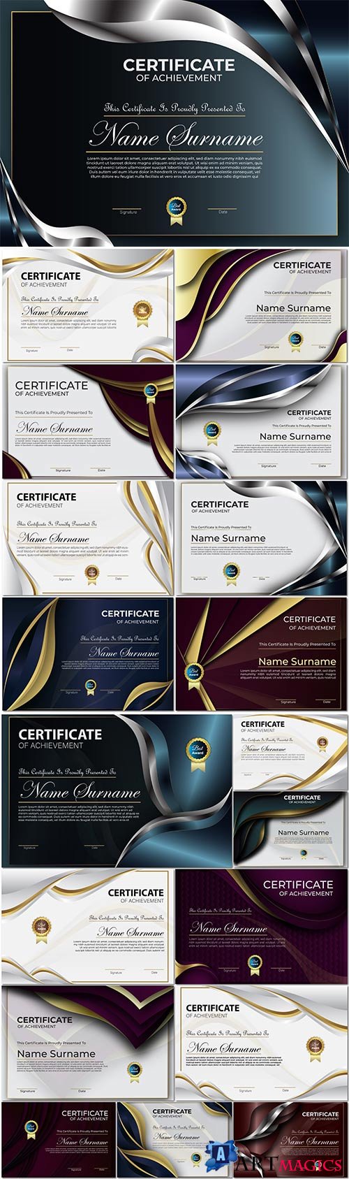 Diplomas and certificate illustration premium vector