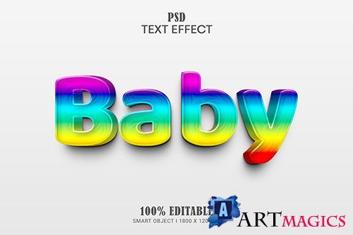 Colorful baby editable text effect premium psd