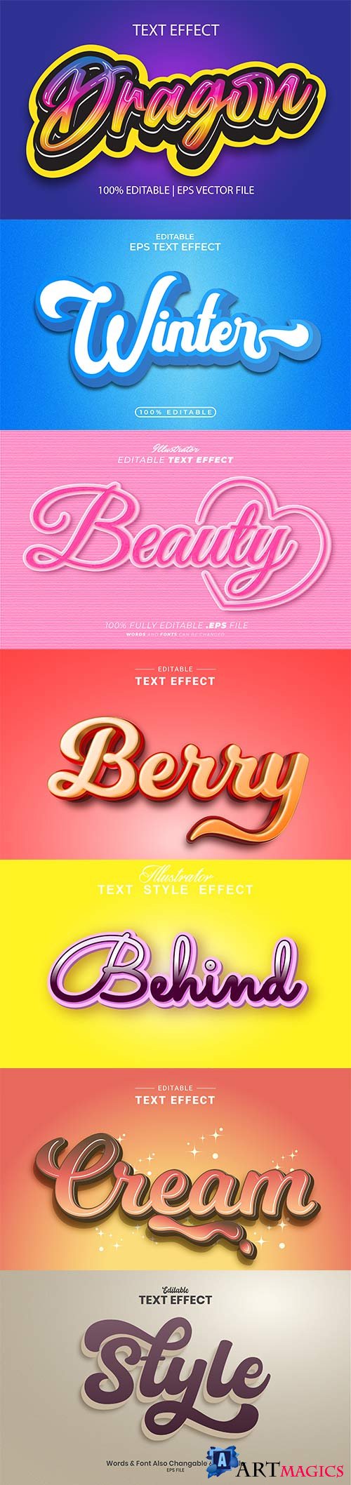 3d editable text style effect vector vol 898