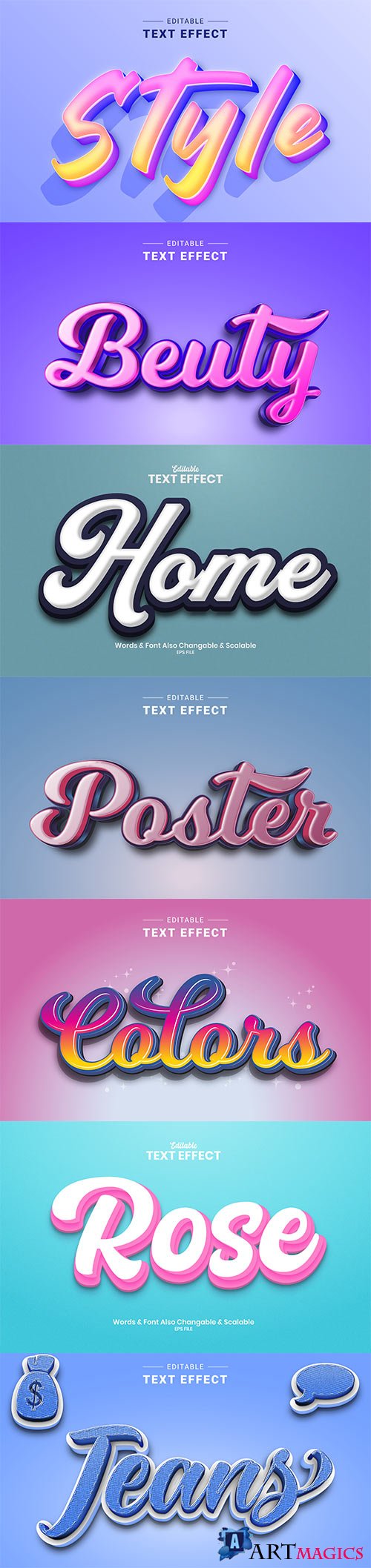 3d editable text style effect vector vol 897