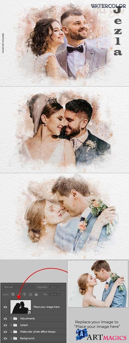 Watercolor Wedding Photo Effect - 35279823