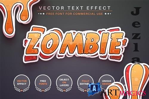 Zombie Sticker Editable Text Effect - 6979548